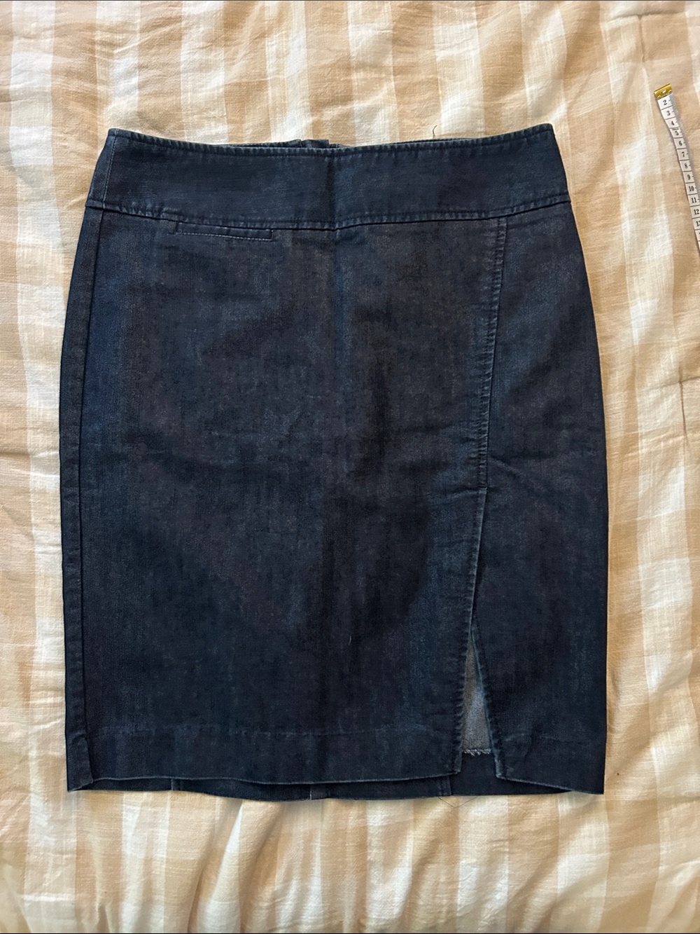 Dark Indigo Denim Pencil Skirt with Front Slit